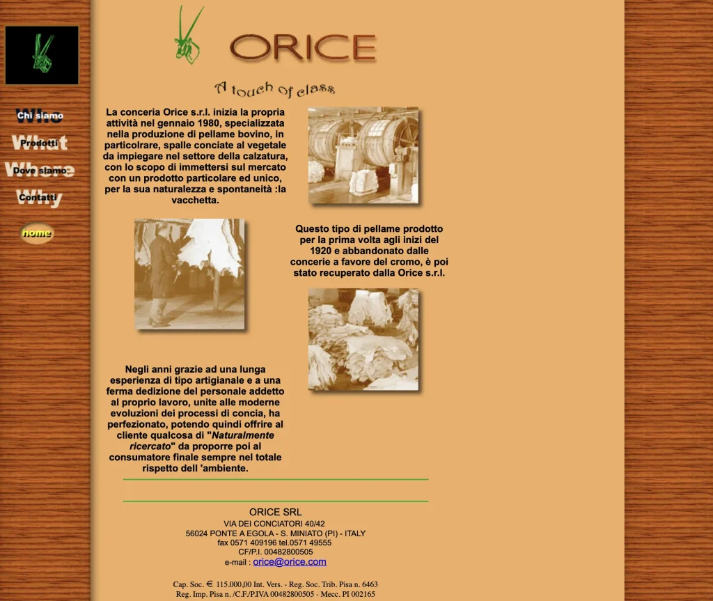 「Conceria Orice S.r.l.」Webサイト