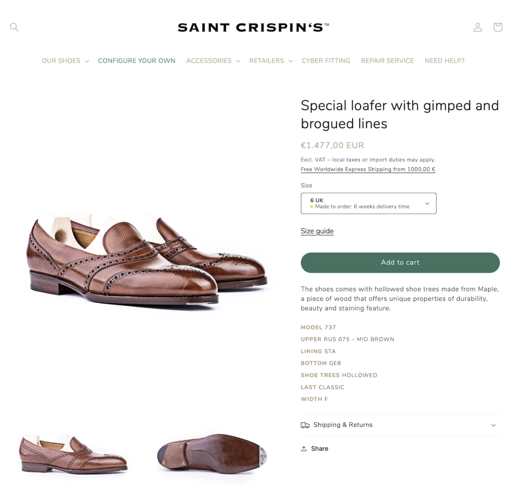 Saint Crispin'sのフルブローグ・フルサドルローファーのショップページ